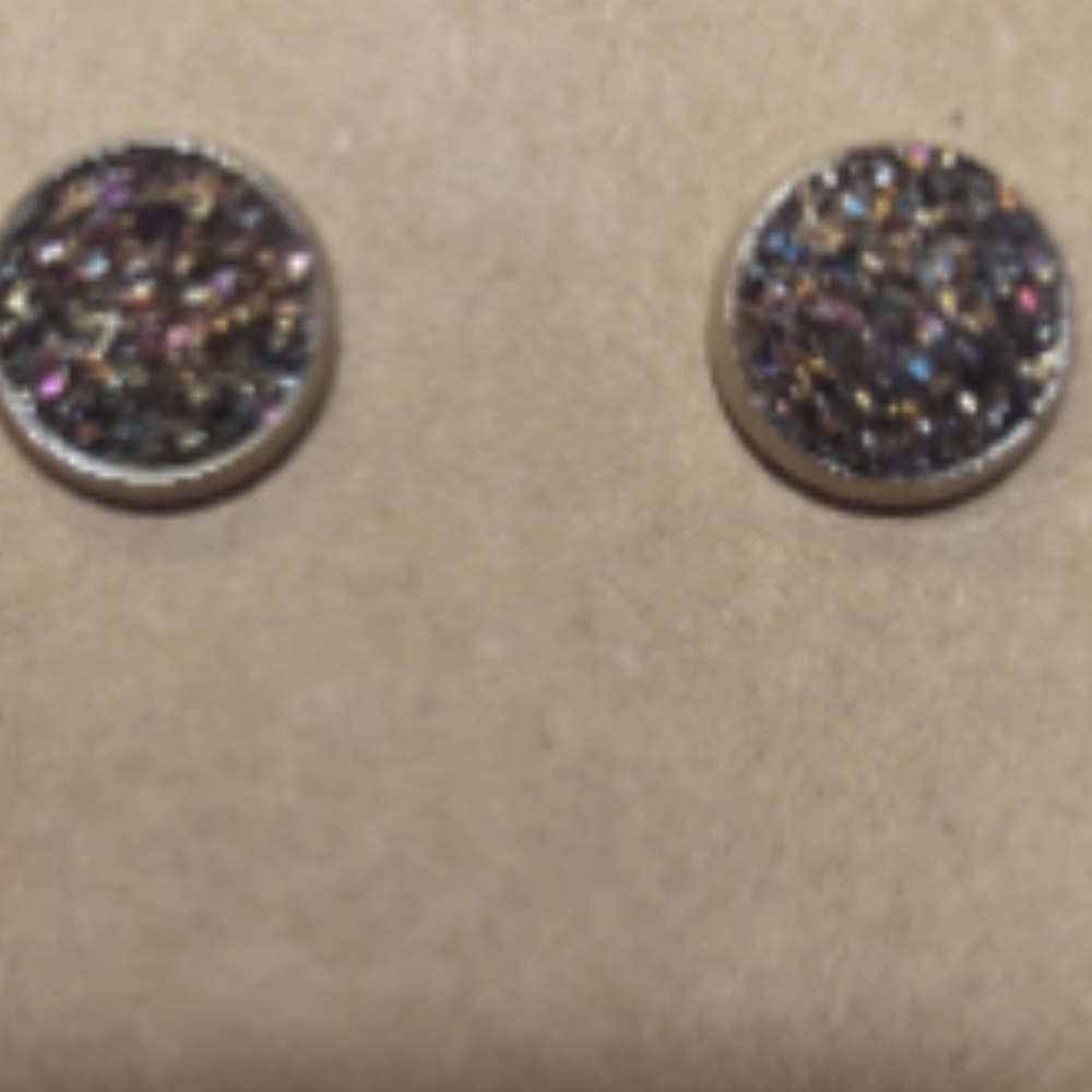 Brown Sparkling stud earrings. New handmade